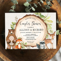 Couples baby shower woodland rustic gender neutral invitation