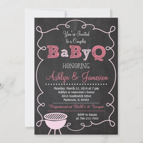 Couples BabyQ BBQ Baby Shower Invitation 5" X 7" Invitation Card