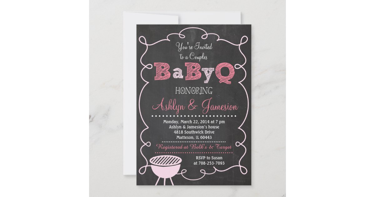 Couples BabyQ BBQ Baby Shower Invitation Zazzle