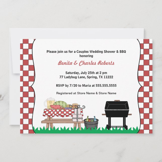 Couples BBQ Bridal Shower invitation (Front)