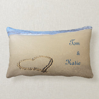 Couples Beach Heart Throw Pillow