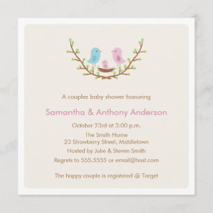 Couples Bird Baby Shower Invitation - Girl