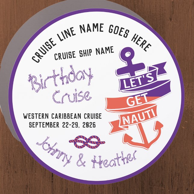 Couple's Birthday Cruise Let's Get Nauti Car Magnet (Couple's Let's Get Nauti Birthday Cruise Door Decoration)
