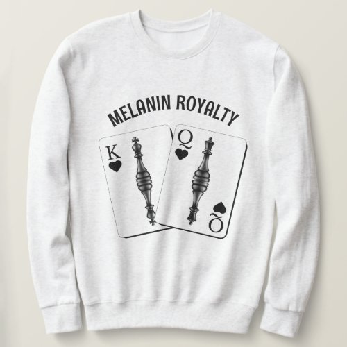Couples BLACK QUEEN KING PLAYING CARDS Valentine Sweatshirt