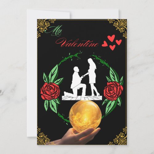 Couples black valentines day card 