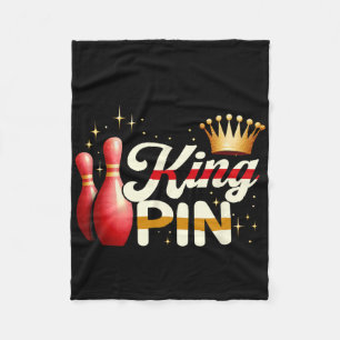 Couples Bowler League Bowling King Pin Wearing Cro Fleece Blanket