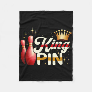 Couples Bowler League Bowling King Pin Wearing Cro Fleece Blanket