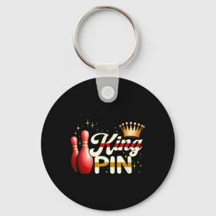 Couples Bowler League Bowling King Pin Wearing Cro Keychain