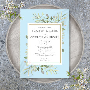 Couples Boy Baby Shower Eucalyptus Greenery Invitation