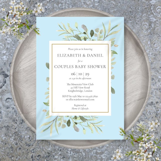 Couples Boy Baby Shower Eucalyptus Greenery Invitation (Couples Boy Baby Shower Eucalyptus Greenery Invitation)