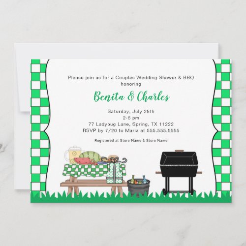 Couples Bridal or Wedding Shower BBQ party Invitation