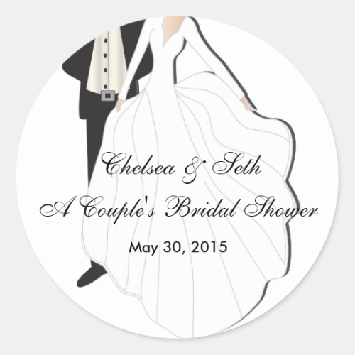 Couples Bridal Shower Classic Round Sticker