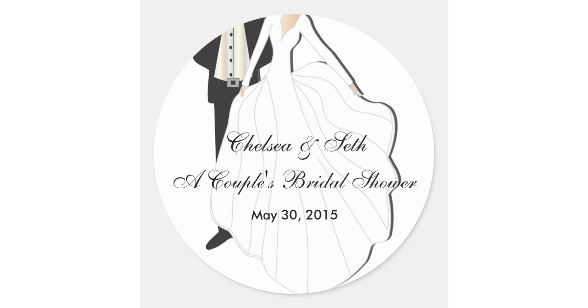 Couple's Bridal Shower Classic Round Sticker Zazzle