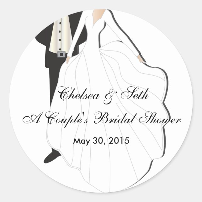 Couple's Bridal Shower Classic Round Sticker (Front)