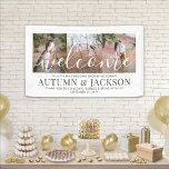Couples Bridal Shower Elegant 3 Photo Welcome Banner<br><div class="desc">Welcome guests to a stylish couples wedding shower with an elegant custom 3 photo collage party banner. Pictures and all text are simple to personalize. (IMAGE PLACEMENT TIP: An easy way to center a photo exactly how you want is to crop it before uploading to the Zazzle website.) The modern...</div>