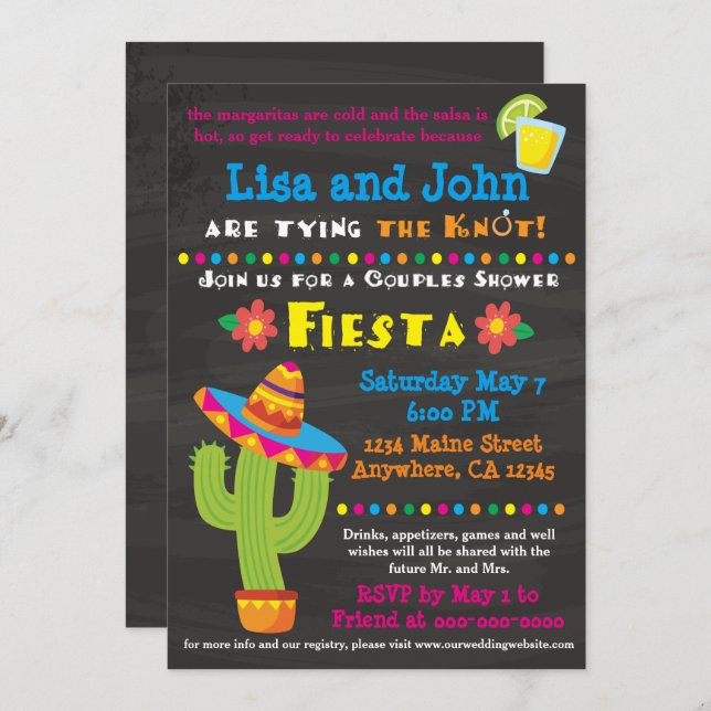 Couples Bridal Shower Fiesta Invitation (Front/Back)