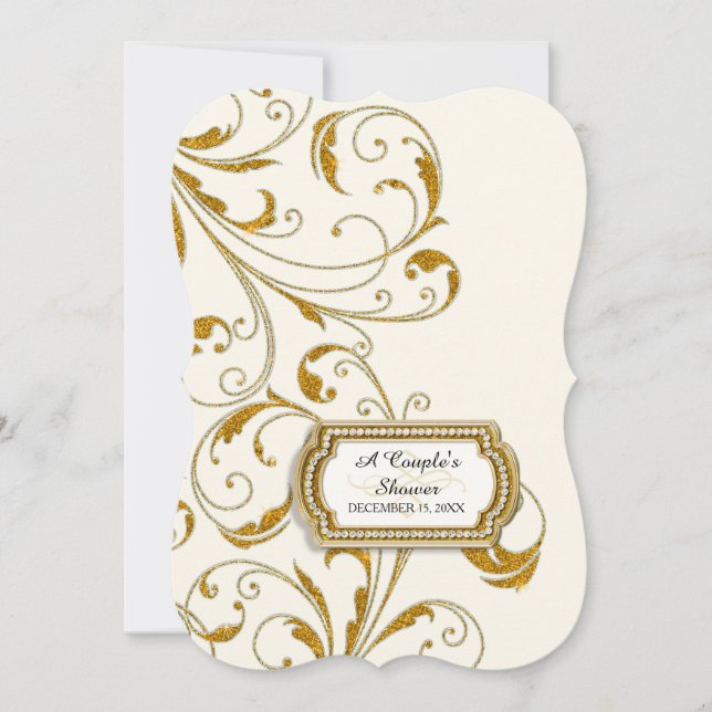 Couple's Bridal Shower Glam Old Hollywood Regency Invitation (Front)