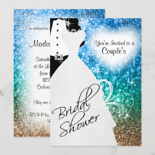 Couple's Bridal Shower in an Elegant Beach Glitter Invitation