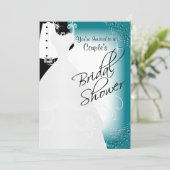 Couple's Bridal Shower in an Elegant Dark Teal Invitation (Standing Front)