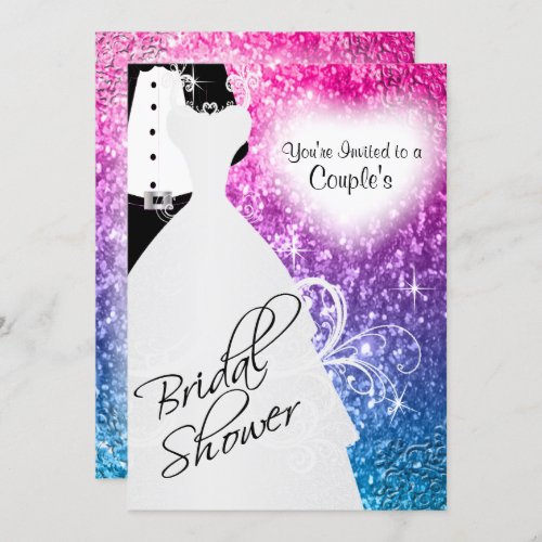 Couples Bridal Shower in an Elegant Glitter Color Invitation