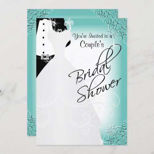 Couples Bridal Shower in an Elegant Teal Invitation