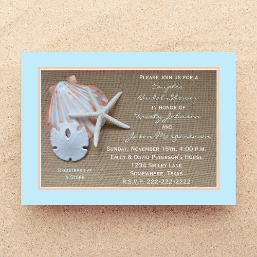 Couples Bridal Shower Invitation -- Beach Burlap