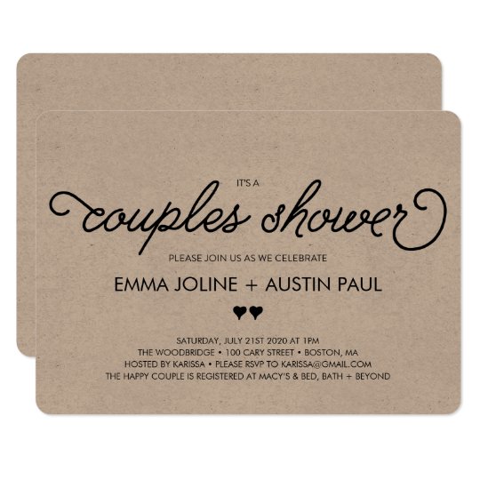 Couples Bridal Shower Invitation Kraft