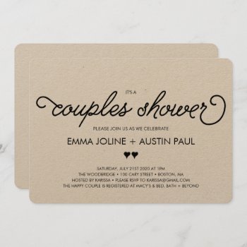 Couples Bridal Shower Invitation - Kraft by KarisGraphicDesign at Zazzle