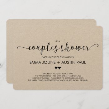 Couples Bridal Shower Invitation - Kraft by KarisGraphicDesign at Zazzle