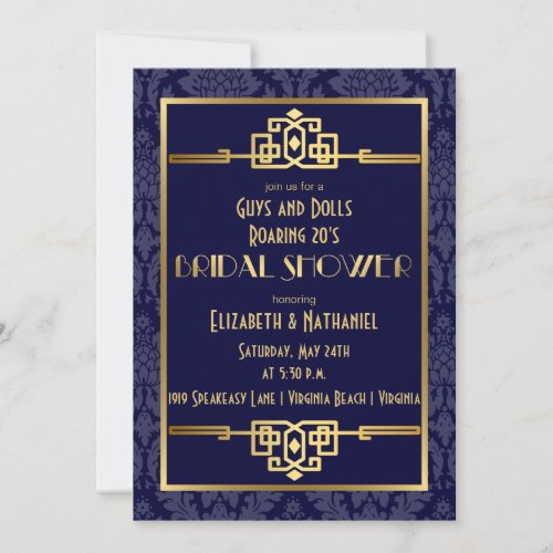 Couples' Bridal Shower Roaring 20s Art Deco | Blue Invites