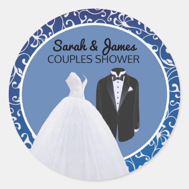 Couples Bridal Shower Wedding Favor Sticker Labels (Front)