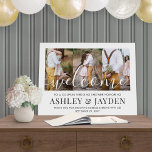 Couples Bridal Shower Welcome Script 3 Photo Foam Board<br><div class="desc">Welcome guests to a stylish couples wedding shower with an elegant custom 3 photo collage 18"x24" foam board sign. Pictures and all text are simple to personalize. (IMAGE PLACEMENT TIP: An easy way to center a photo exactly how you want is to crop it before uploading to the Zazzle website.)...</div>