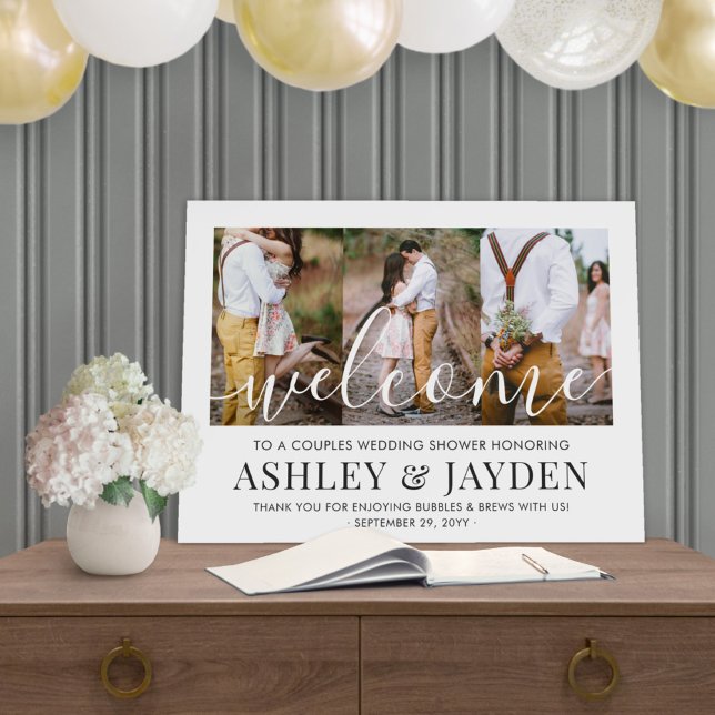 Couples Bridal Shower Welcome Script 3 Photo Foam Board (Creator Uploaded)