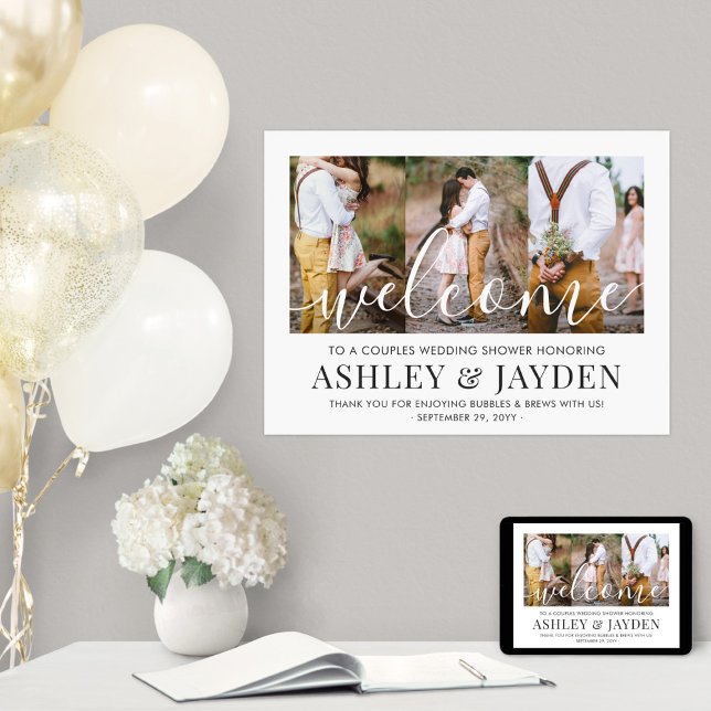 Couples Bridal Shower Welcome Script 3 Photo Poster (Creator Uploaded)
