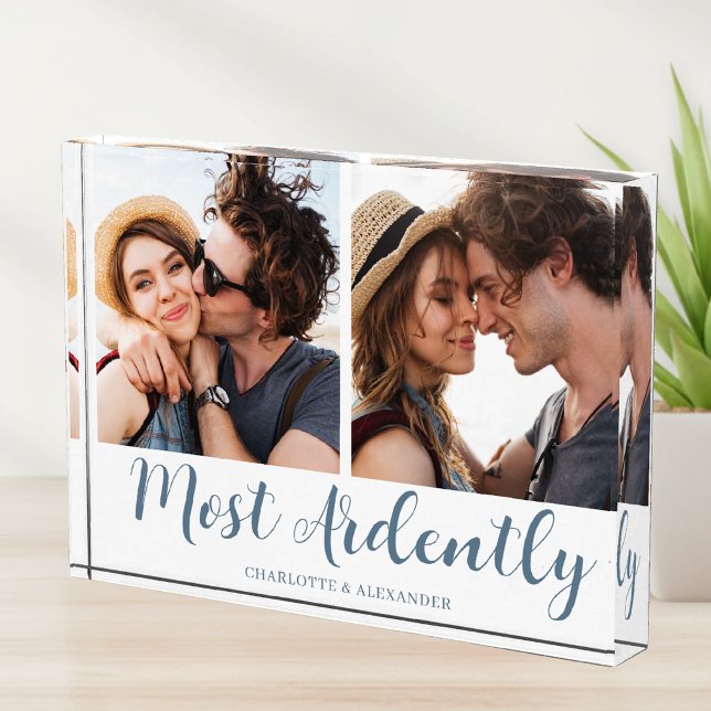Couple's Calligraphy Script Quote Two Photo Block (Creator Uploaded)