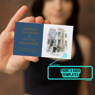 Couples Calling Card - Photo w Border Blue