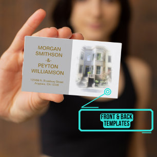 Couples Calling Card - Photo w Border Grey