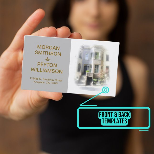 Couples Calling Card - Photo w Border Grey  (This design has easily customizable templates for text and photo.)