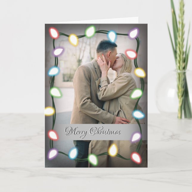 Couple's Christmas Card with Colored Lights (Front)