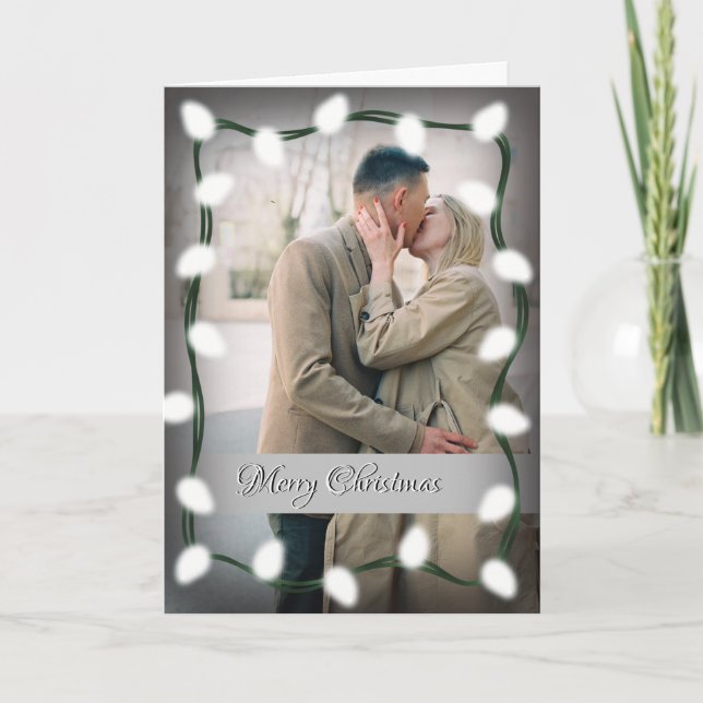 Couple's Christmas Card with White Lights (Front)