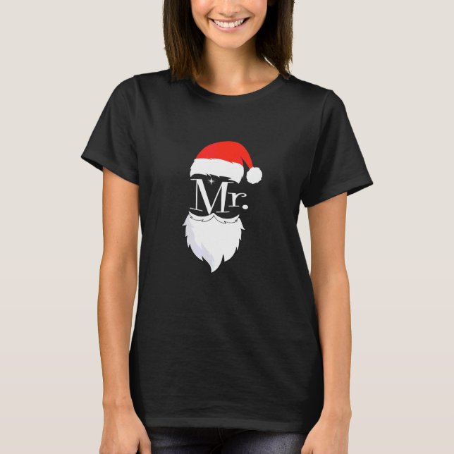 Couples Christmas Pajamas Mrs Claus Costume For Wo T-Shirt (Front)