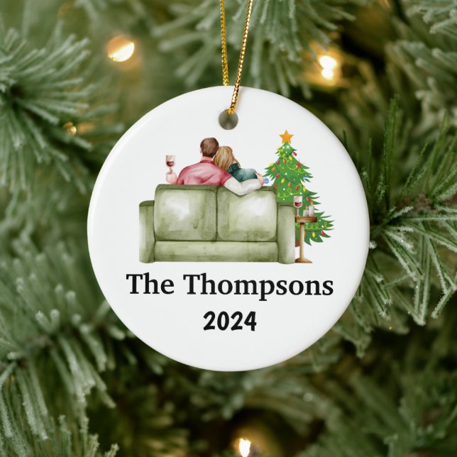Couples Christmas Personalized Ornament (Tree)