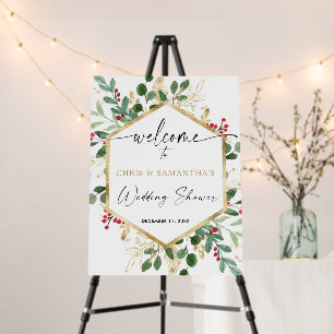 Couples Christmas wedding shower welcome sign