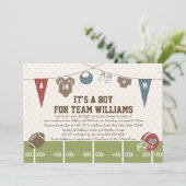 Couples Co-Ed Football Baby Shower Invitations (Standing Front)