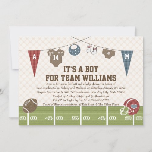 Couples Co_Ed Football Baby Shower Invitations
