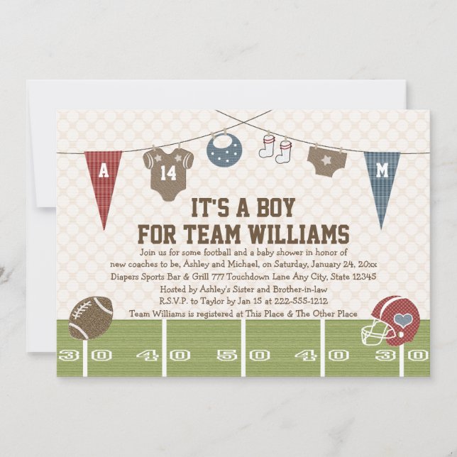 Couples Co-Ed Football Baby Shower Invitations (Front)