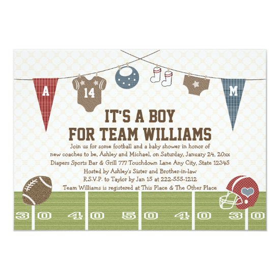 Couples Co-Ed Football Baby Shower Invitations