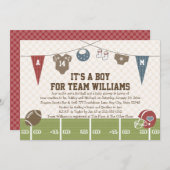 Couples Co-Ed Football Baby Shower Invitations Red (Front/Back)
