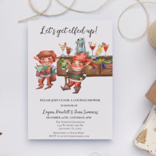  Couples Co_ed Shower Christmas Get Elfed up Funny Invitation