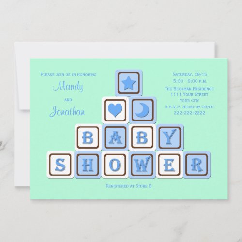 Couples Coed Baby Shower Invitation for a Boy